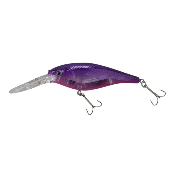 Flicker Shad Pro Flash Hard Bait – 2″ Length, 9′-11′ Swimming Depth, 2 Hooks, Flashy Purple Candy, Per 1