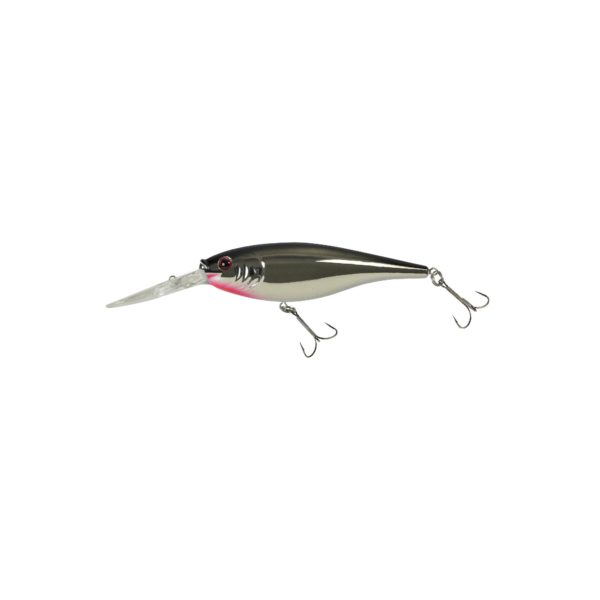 Flicker Shad Hard Bait – 2 3-4″ Length, 11′-13′ Swimming Depth, 2 Hooks, Black Silver Flash, Per 1