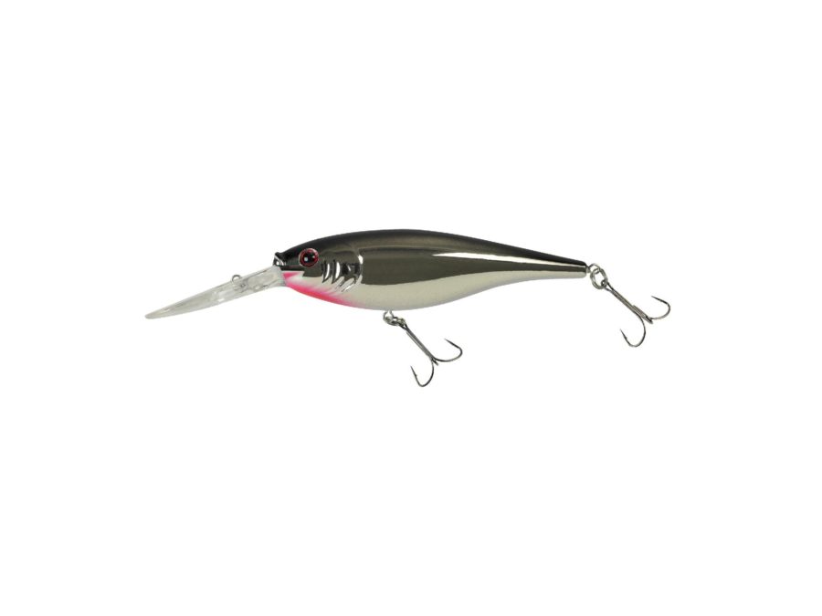 Flicker Shad Hard Bait – 2 3-4″ Length, 11′-13′ Swimming Depth, 2 Hooks, Black Silver Flash, Per 1