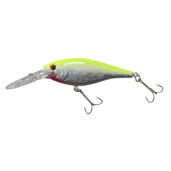 Flicker Shad Pro Slick Hard Bait – 1 1-2″ Length, 6′-8′ Swimming Depth, 2 Hooks, Slick Chartreuse Pearl, Per 1