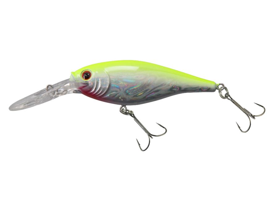 Flicker Shad Pro Slick Hard Bait – 1 1-2″ Length, 6′-8′ Swimming Depth, 2 Hooks, Slick Chartreuse Pearl, Per 1
