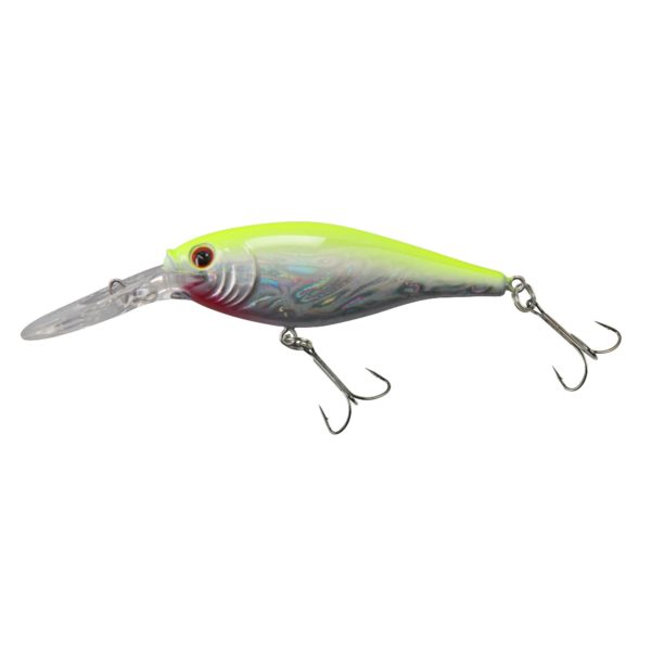 Flicker Shad Pro Slick Hard Bait – 2 1-4″ Length, 10′-12′ Swimming Depth, 2 Hooks, Slick Chartreuse Pearl, Per 1