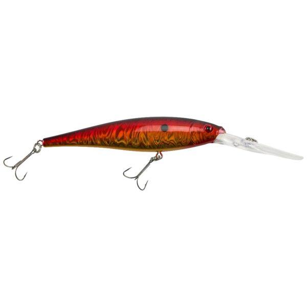 Flicker Minnow Pro Slick Hard Bait – 3″ Length, 14′-17′ Swimming Depth, 2 Hooks, Slick Sunset, Per 1