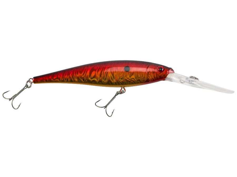 Flicker Minnow Pro Slick Hard Bait – 3″ Length, 14′-17′ Swimming Depth, 2 Hooks, Slick Sunset, Per 1