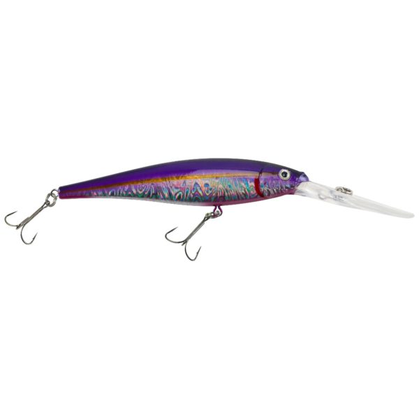 Flicker Minnow Pro Slick Hard Bait – 3 1-2″ Length, 18′-23′ Swimming Depth, 2 Hooks, Slick Alewife, Per 1