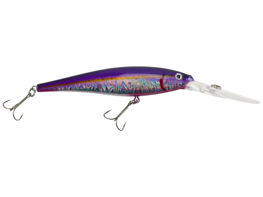 Flicker Minnow Pro Slick Hard Bait – 3 1-2″ Length, 18′-23′ Swimming Depth, 2 Hooks, Slick Alewife, Per 1