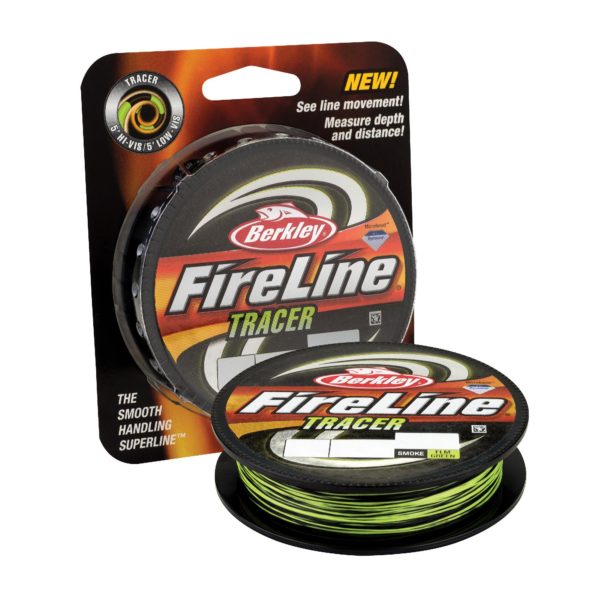 FireLine Fused Tracer Superline Line Spool – 300 Yards, 0.015″ Diameter, 30 lb Breaking Strength, Smoke-Flame Green