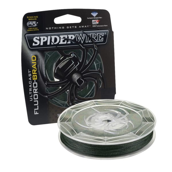 Ultracast Fluoro-Braid Superline Line Spool – 300 Yards, 0.012″ Diameter, 30 lbs Breaking Strength, Moss Green