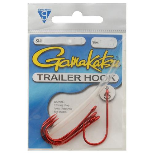 Spinner Bait Trailer Hook – Size 1-0, Red, Per 5