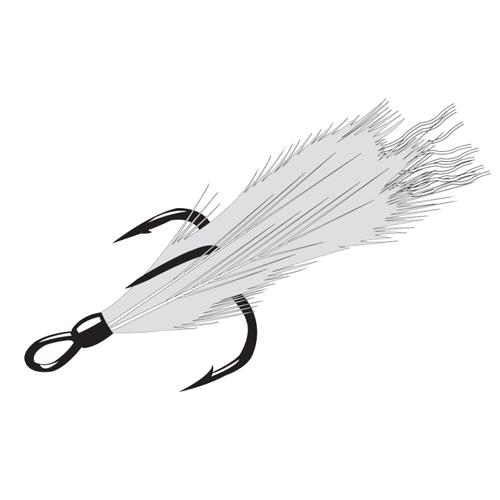 Feathered Treble Hook – Size 4, NS Black, Per 2