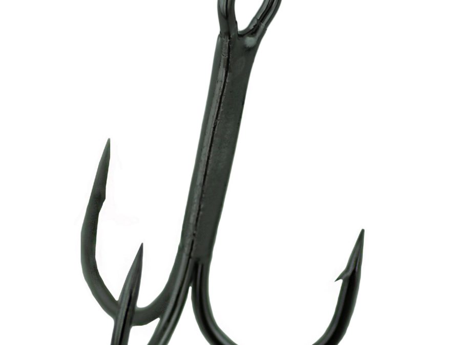 Treble 23 Magic Eye – Size 1-0, 2x Strong, Round Bend Hook, NS Black, Per 4