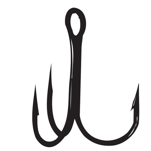 Treble Hook – Size 2, Round Bend, Magic Eye, NS Black, Per 9