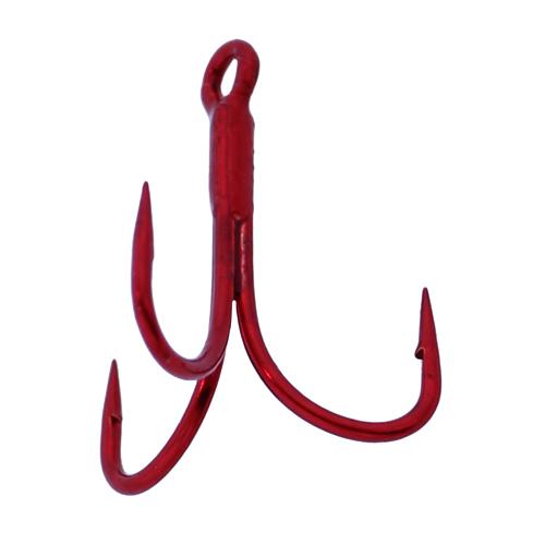 Trout Treble Hook – Size 16, Red, Per 4