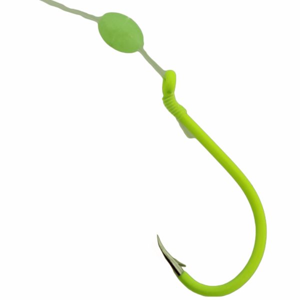 Walleye Snell with Glowbead Hook – Size 2, 8 Pound Line, Chartreuse, Per 5