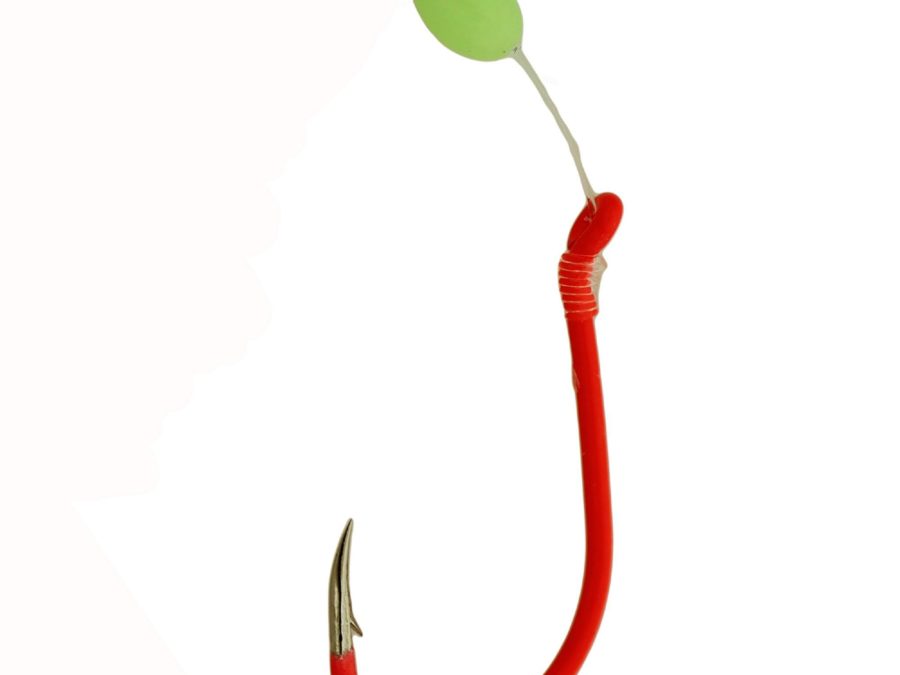 Walleye Snell with Glowbead Hook – Size 2, 8 Pound :ine, Fluorescent Red, Per 5