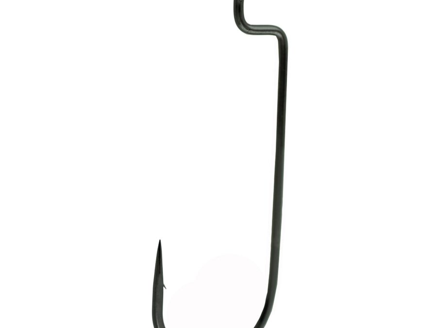 Worm Hook – Size 1-0, Round Bend, Offset Shank, NS Black, Per 6