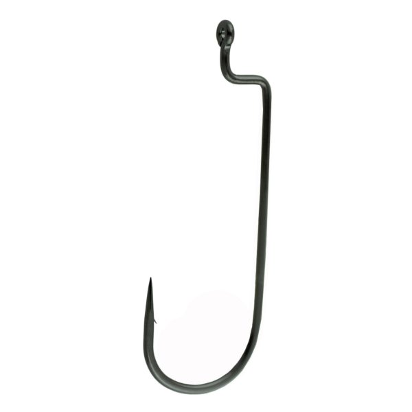 Worm Hook – Size 4-0, Round Bend, Offset Shank, NS Black, Per 5
