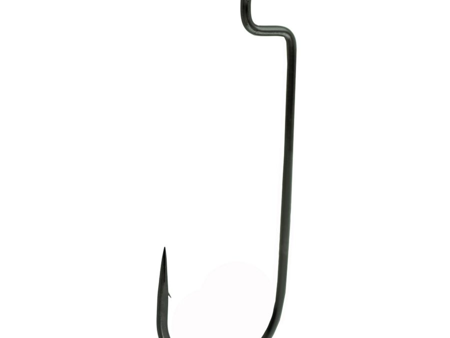 Worm Hook – Size 5-0, Round Bend, Offset Shank, NS Black, Per 5