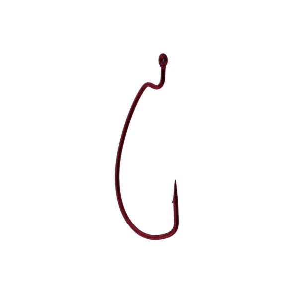 Worm Hook – Size 1-0, Offset Shank, EWG, Red, Per 6