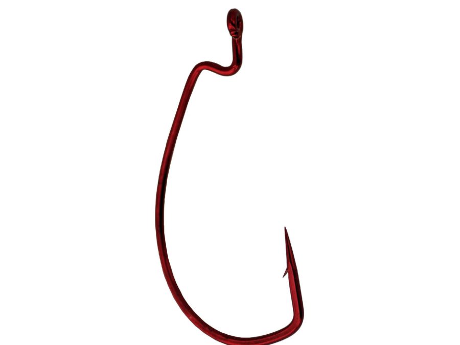 Worm Hook – Size 6-0, Superline, Offset Shank, EWG, Red, Per 3