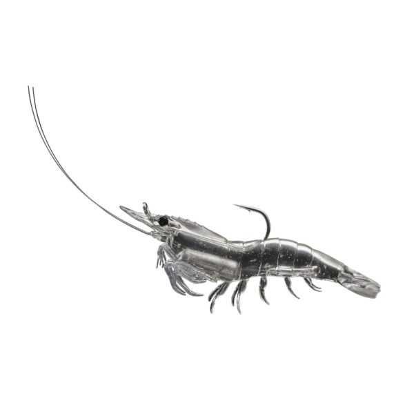 Rigged Shrimp Soft Plastic – Saltwater, 3″, #1-0 Hook, Variable Depth,  Clear Shrimp, Per 4