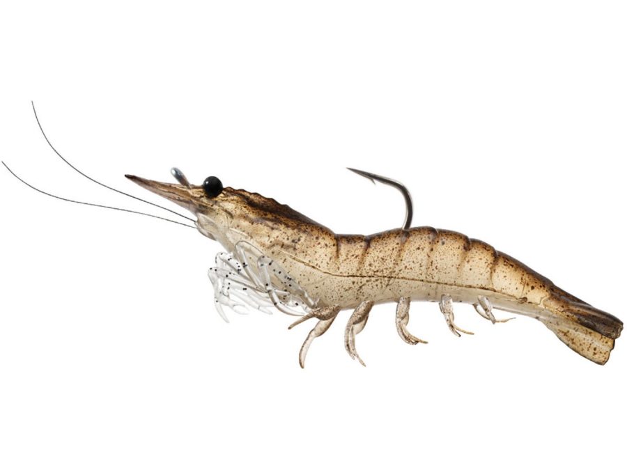 Rigged Shrimp Soft Plastic – Saltwater, 4″, #2-0 Hook, Variable Depth, Sand Shrimp, Per 4