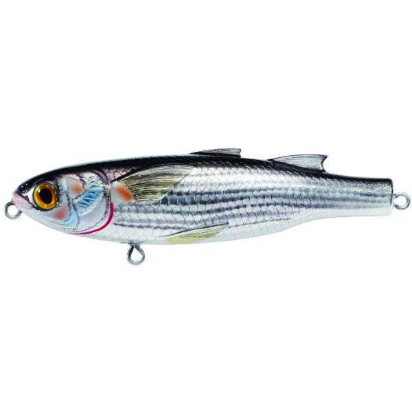 Mullet Walking Bait – Saltwater, 4 3-4″, #1 Hook, Topwater Depth, Silver-Black