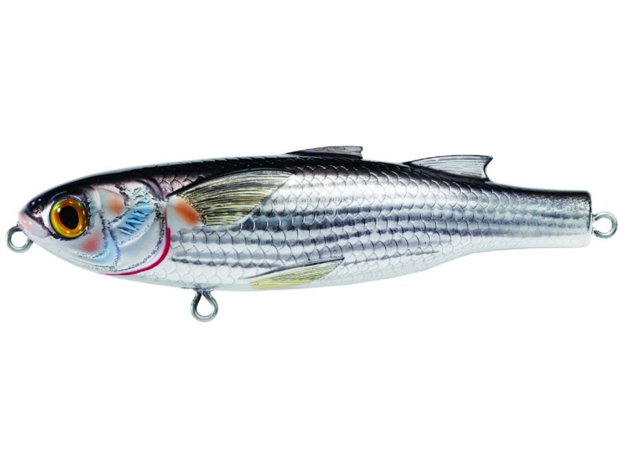 Mullet Walking Bait – Saltwater, 4″, #2 Hook, Topwater Depth, Silver-Black