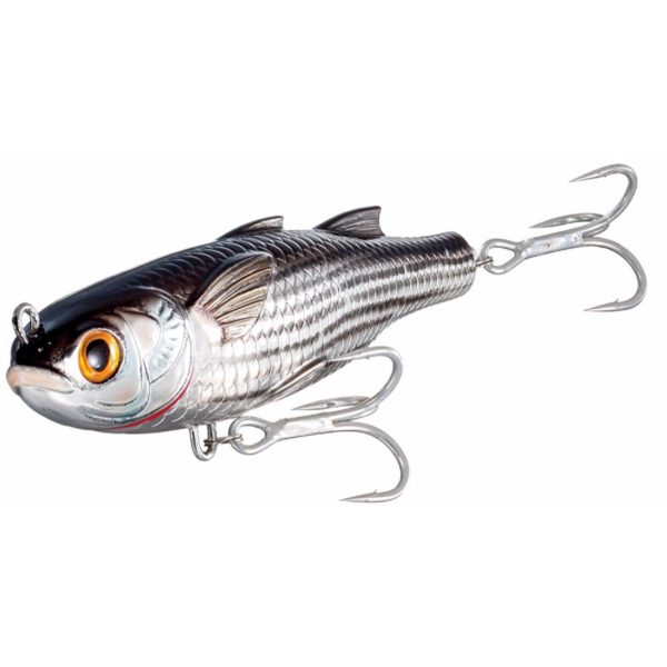 Mullet Twitchbait – Saltwater, 3 1-2″, #4 Hook, 0″-6″ Depth, Silver-Black