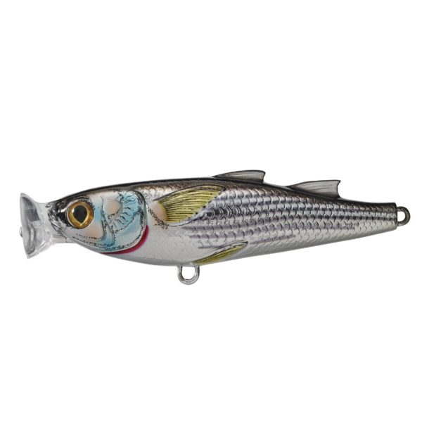 Mullet Popper – Saltwater, 4 3-4″, #1 Hook, Topwater Depth, Silver-Blue