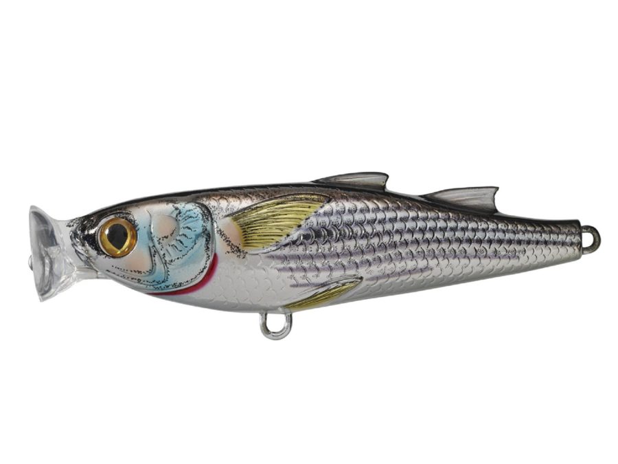 Mullet Popper – Saltwater, 4 3-4″, #1 Hook, Topwater Depth, Silver-Blue