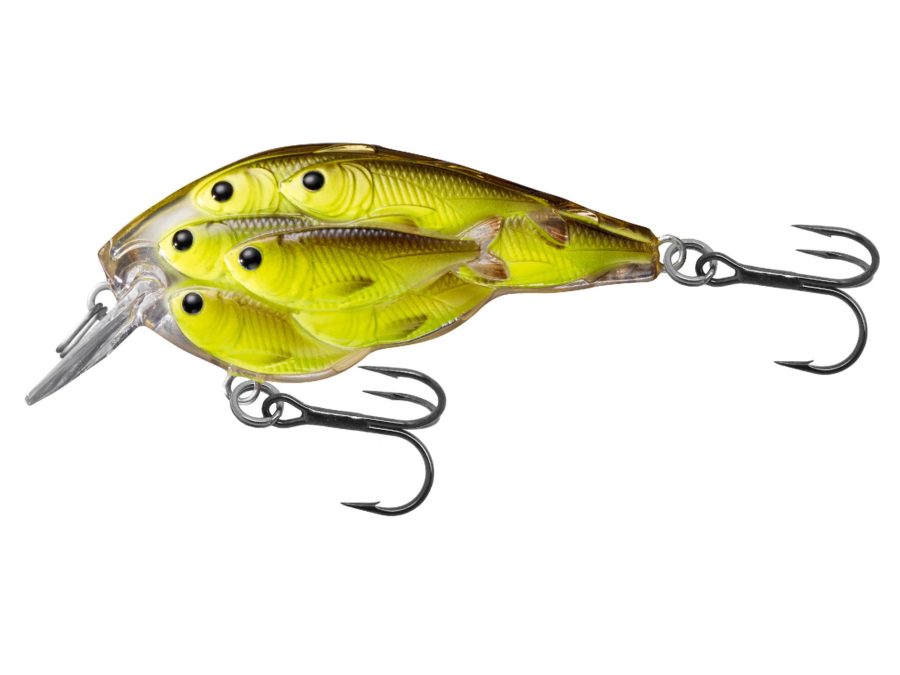 Yearling Baitball Squarebill – Freshwater, 2 3-8″, #4 Hook, 4′ Depth, Chartreuse-Black