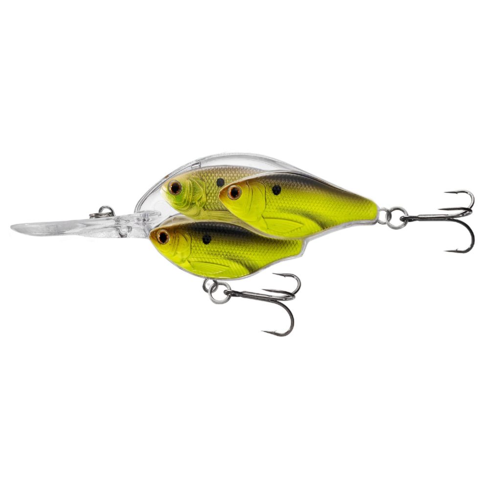 Threadfin Shad Baitball Crankbait Freshwater, 2 12″, 6 Hook, 6′8′ Depth, ChartreuseBlack