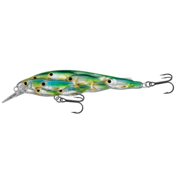 Yearling Baitball Jerkbait – Freshwater, 3 3-4″, #4 Hook, 3′-4′ Depth, Blue- Chartreuse Shad