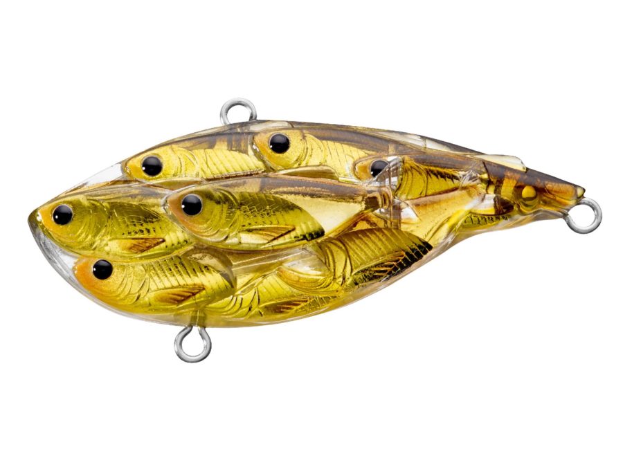 Yearling Baitball Rattlebait – Freshwater, 2 1-2″, #4-#6 Hook, Variable Depth, Gold-Black