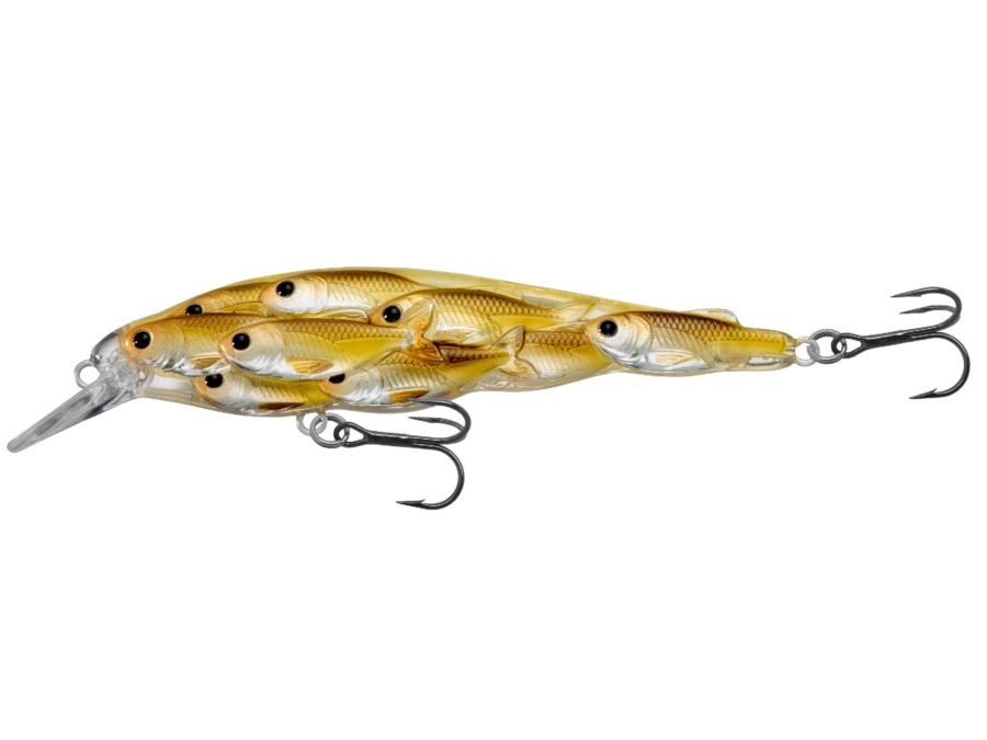 Yearling Baitball Jerkbait – Freshwater, 3 3-4″, #4 Hook, 3′-4′ Depth, Pearl-Olive Shad
