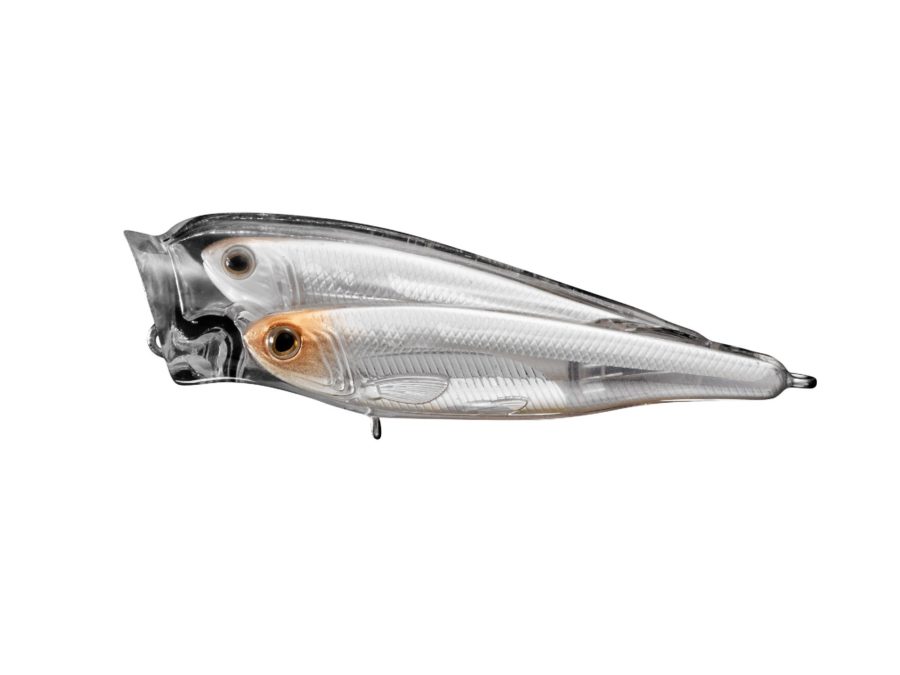 Glass Minnow Juvenile Baitball Popper – Saltwater, 3″, #4 Hook, Topwater Depth, Pearl-Natural