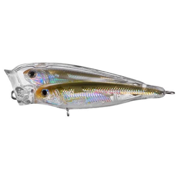 Glass Minnow Juvenile Baitball Popper – Freshwater, 2 1-2″, #6 Hook, Topwater Depth, Silver-Natural