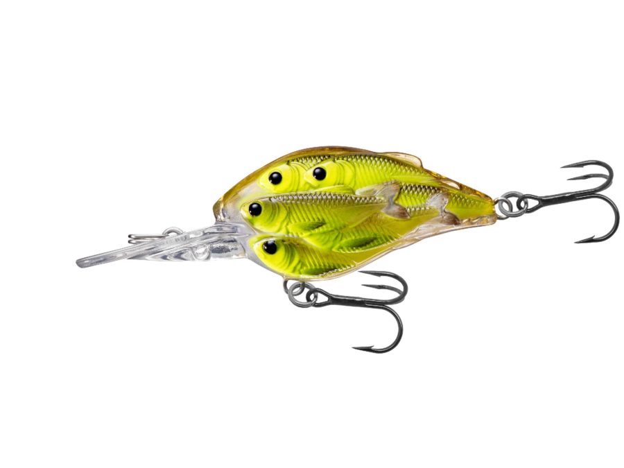 Yearling Baitball Crankbait – Freshwater, 2″, #6 Hook, 6′-7′ Depth, Chartreuse-Black