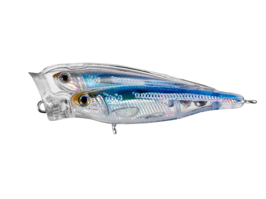 Glass Minnow Juvenile Baitball Popper – Freshwater, 3″, #4 Hook, Topwater Depth, Silver-Blue-Green