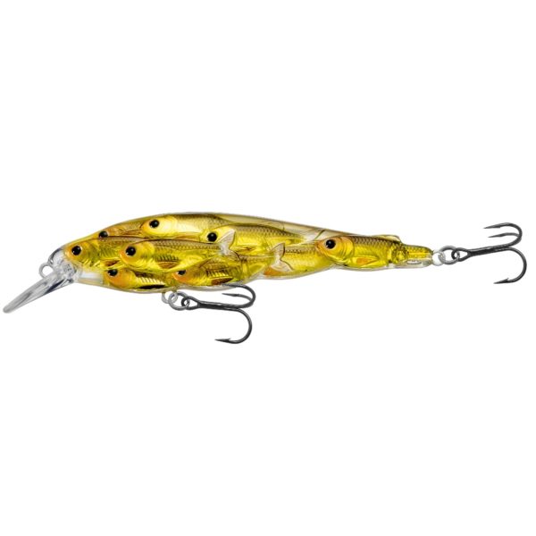 Yearling Baitball Jerkbait – Freshwater, 3 3-4″, #4 Hook, 3′-4′ Depth, Gold-Black