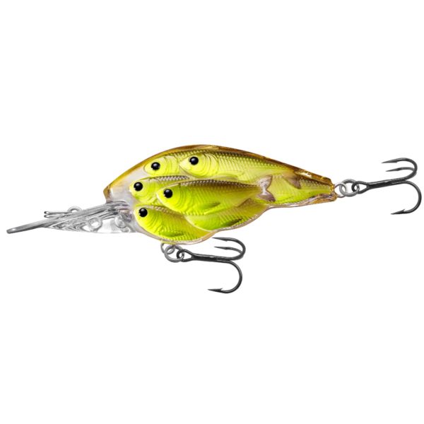 Yearling Baitball Crankbait – Freshwater, 2 3-8″, #4 Hook, 7′-8′ Depth, Chartreuse-Black