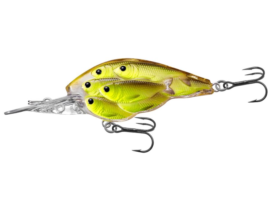 Yearling Baitball Crankbait – Freshwater, 2 3-8″, #4 Hook, 7′-8′ Depth, Chartreuse-Black