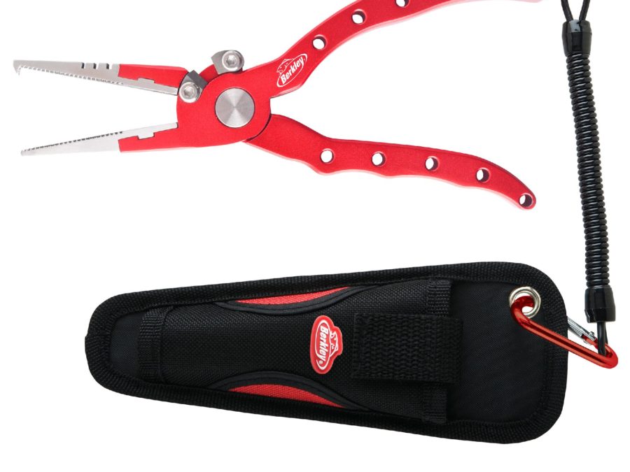 Pliers – 5″ Length, Aluminum with Tether and Sheath, Red