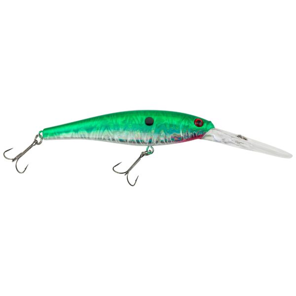 Flicker Minnow Pro Slick Hard Bait – 1 7-8″ Length, 2 Hooks, Slick Green Pearl, Per 1