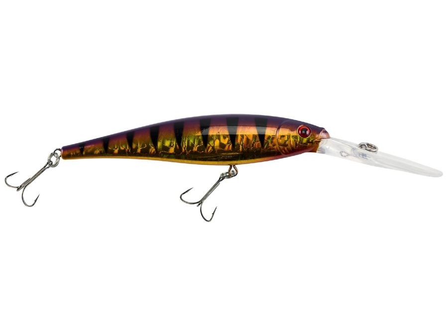Flicker Minnow Pro Slick Hard Bait – 1 7-8″ Length, 2 Hooks, Slick Purple Bengal, Per 1