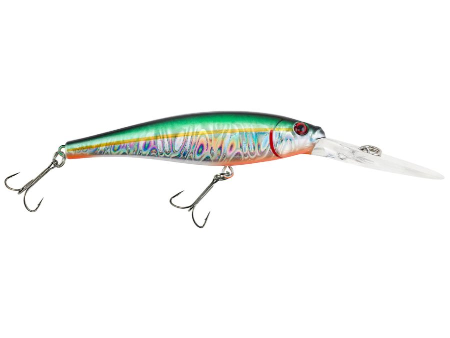 Flicker Minnow Pro Slick Hard Bait – 1 7-8″ Length, 2 Hooks, Slick Green Alewife, Per 1
