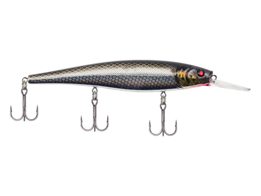 Cutter 110+ Hard Bait – 4 3-8″ Length, 4′-8′ Swimming Depth, 3 Hooks, Black Silver, Per 1