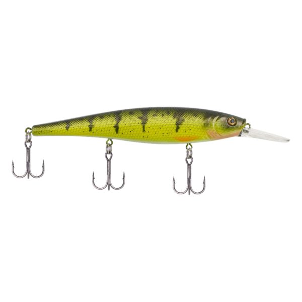 Cutter 110+ Hard Bait – 4 3-8″ Length, 4′-8′ Swimming Depth, 3 Hooks, Yellow Perch, Per 1