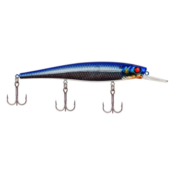 Skinny Cutter 110+ Hard Bait – 4 3-8″ Length, 4′-7′ Swimming Depth, 3 Hook, Blue Silver, Per 1